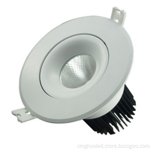 Warm white COB LED downlight, 10W Sharp COB LEDs, 80 to 90lm/w, 24/40/60 degree view angle